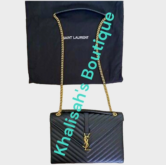 MSRP $3,200 Like New! YSL SAINT LAURENT ENVELOPE LARGE MATELASSÉ GRAIN DE POUDR - Picture 11 of 16